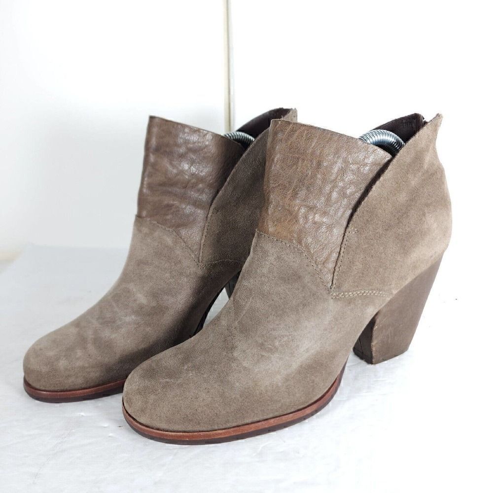 Kork Ease Women's Maggie US 9M Leather Ankle Pull On Wedge Booties Boots